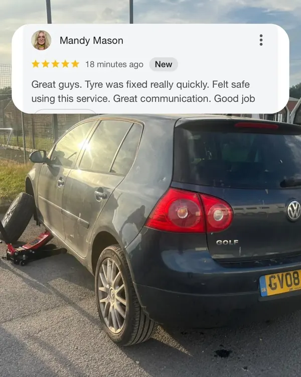 VW Golf tyre replaced, with the customer review