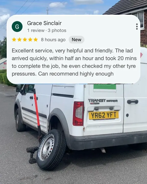 Ford Transit Connect tyre replaced, with the customer review